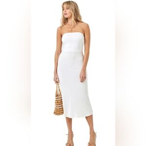 *NWT* L*SPACE Manaia Midi Cream Summer Boho Strapless Dress, Size M